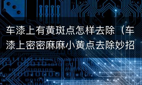 车漆上有黄斑点怎样去除（车漆上密密麻麻小黄点去除妙招）