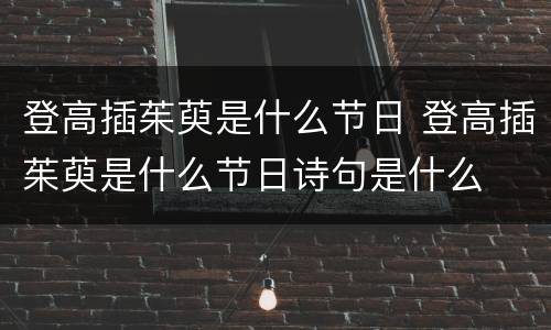 登高插茱萸是什么节日 登高插茱萸是什么节日诗句是什么