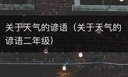 关于天气的谚语（关于天气的谚语二年级）