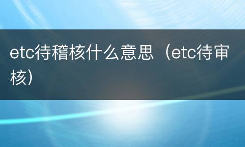 etc待稽核什么意思（etc待审核）