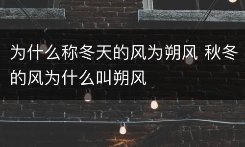 为什么称冬天的风为朔风 秋冬的风为什么叫朔风
