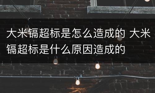 大米镉超标是怎么造成的 大米镉超标是什么原因造成的