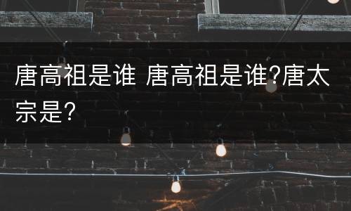 唐高祖是谁 唐高祖是谁?唐太宗是?