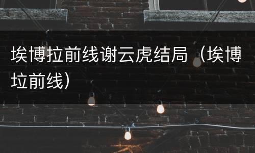 埃博拉前线谢云虎结局（埃博垃前线）