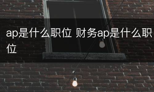 ap是什么职位 财务ap是什么职位