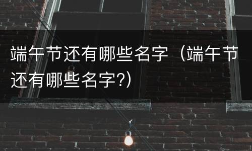 端午节还有哪些名字（端午节还有哪些名字?）