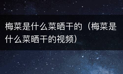 梅菜是什么菜晒干的（梅菜是什么菜晒干的视频）