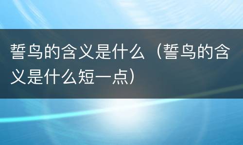 誓鸟的含义是什么（誓鸟的含义是什么短一点）