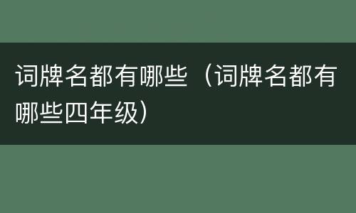 词牌名都有哪些（词牌名都有哪些四年级）