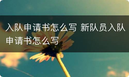 入队申请书怎么写 新队员入队申请书怎么写