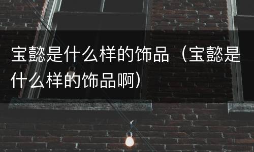 宝懿是什么样的饰品（宝懿是什么样的饰品啊）