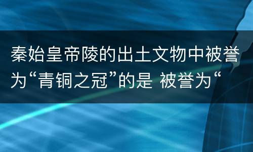 秦始皇帝陵的出土文物中被誉为“青铜之冠”的是 被誉为“青铜之冠”的是什么