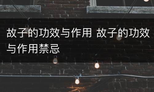 故子的功效与作用 故子的功效与作用禁忌