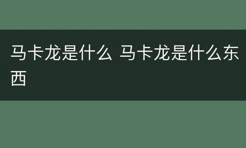 马卡龙是什么 马卡龙是什么东西