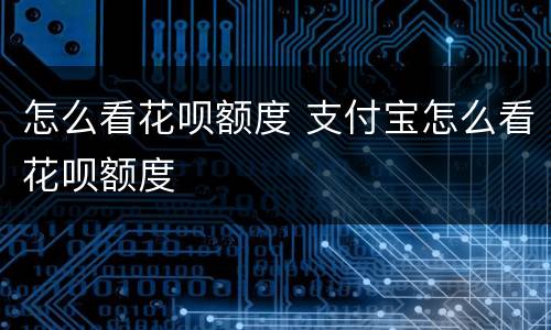 怎么看花呗额度 支付宝怎么看花呗额度