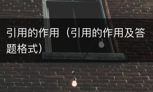 引用的作用（引用的作用及答题格式）