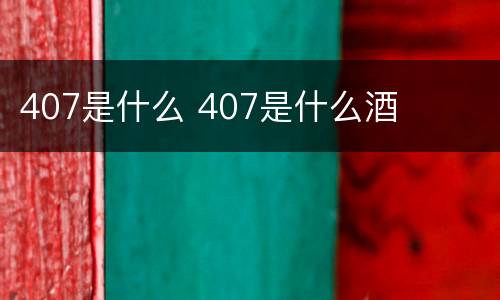 407是什么 407是什么酒