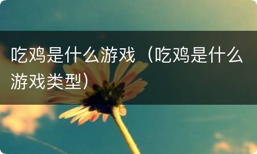 吃鸡是什么游戏（吃鸡是什么游戏类型）