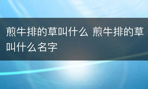 煎牛排的草叫什么 煎牛排的草叫什么名字