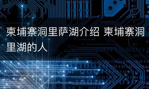 柬埔寨洞里萨湖介绍 柬埔寨洞里湖的人