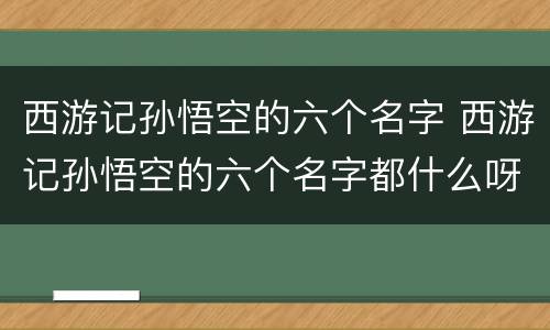 西游记孙悟空的六个名字 西游记孙悟空的六个名字都什么呀