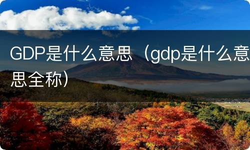 GDP是什么意思（gdp是什么意思全称）