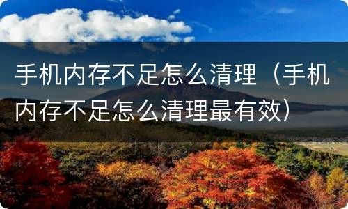 手机内存不足怎么清理（手机内存不足怎么清理最有效）