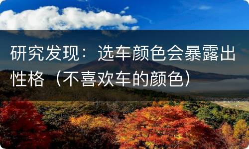 研究发现：选车颜色会暴露出性格（不喜欢车的颜色）