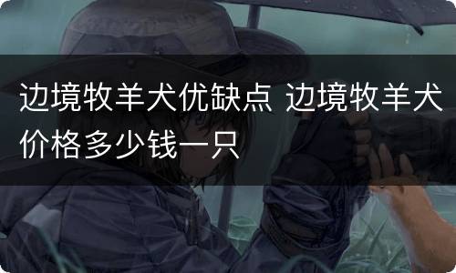 边境牧羊犬优缺点 边境牧羊犬价格多少钱一只