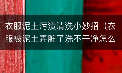 衣服泥土污渍清洗小妙招（衣服被泥土弄脏了洗不干净怎么办）