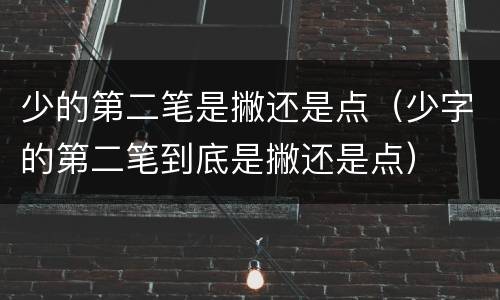 少的第二笔是撇还是点（少字的第二笔到底是撇还是点）