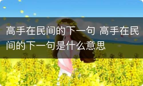 高手在民间的下一句 高手在民间的下一句是什么意思