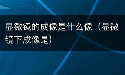 显微镜的成像是什么像（显微镜下成像是）