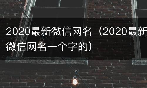 2020最新微信网名（2020最新微信网名一个字的）
