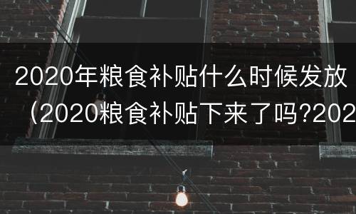 2020年粮食补贴什么时候发放（2020粮食补贴下来了吗?2020年的粮食补贴什么时候发放）