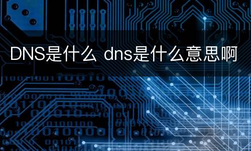 DNS是什么 dns是什么意思啊