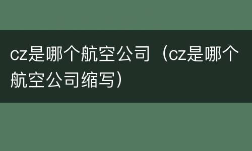 cz是哪个航空公司（cz是哪个航空公司缩写）