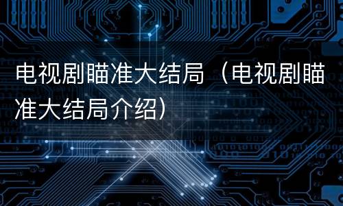 电视剧瞄准大结局（电视剧瞄准大结局介绍）