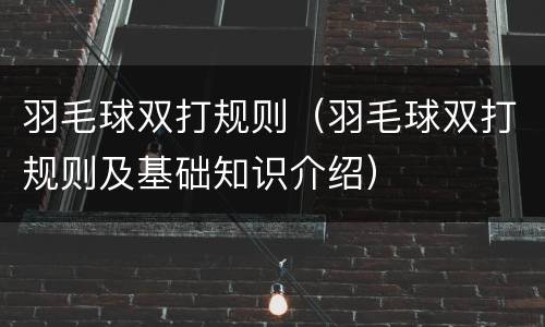 羽毛球双打规则（羽毛球双打规则及基础知识介绍）
