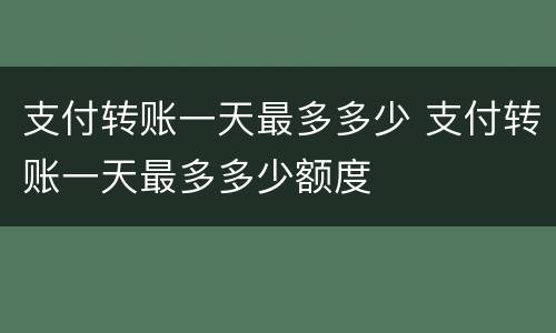 支付转账一天最多多少 支付转账一天最多多少额度