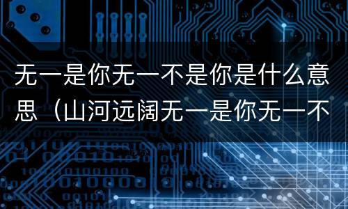 无一是你无一不是你是什么意思（山河远阔无一是你无一不是你是什么意思）