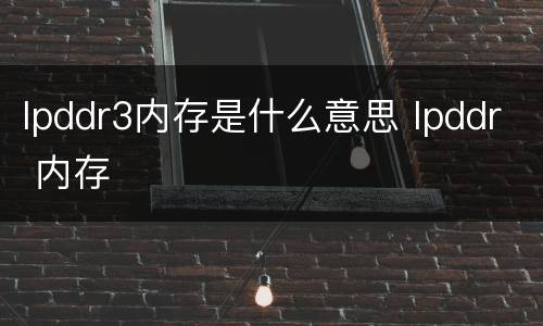 lpddr3内存是什么意思 lpddr 内存