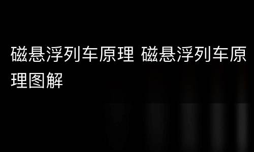 磁悬浮列车原理 磁悬浮列车原理图解