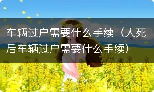 车辆过户需要什么手续（人死后车辆过户需要什么手续）