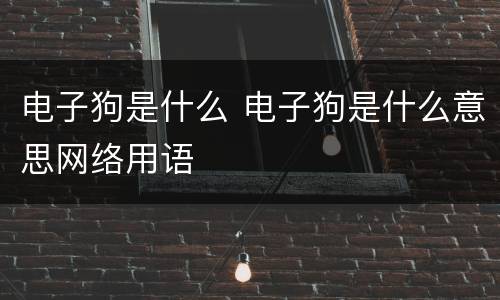电子狗是什么 电子狗是什么意思网络用语