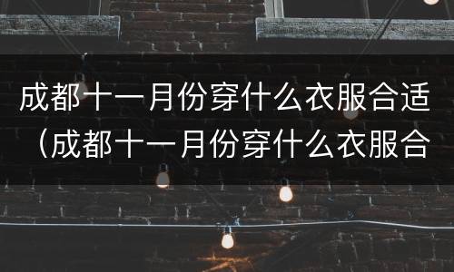 成都十一月份穿什么衣服合适（成都十一月份穿什么衣服合适新生儿）