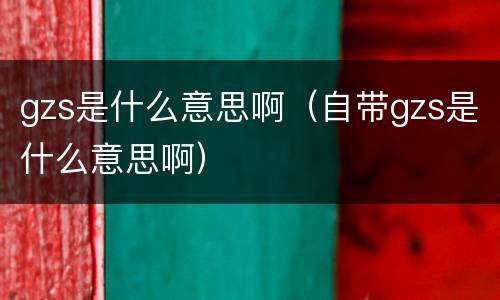 gzs是什么意思啊（自带gzs是什么意思啊）