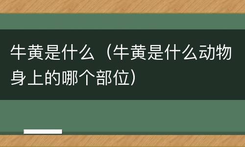 牛黄是什么（牛黄是什么动物身上的哪个部位）
