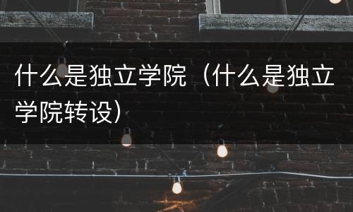 什么是独立学院（什么是独立学院转设）