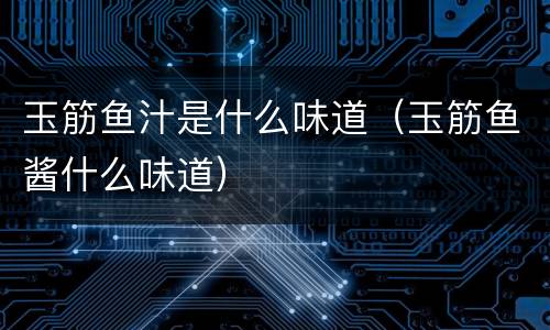 玉筋鱼汁是什么味道（玉筋鱼酱什么味道）